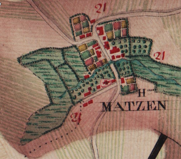 Matzen um 1770 - Quelle: Ferraris Karte